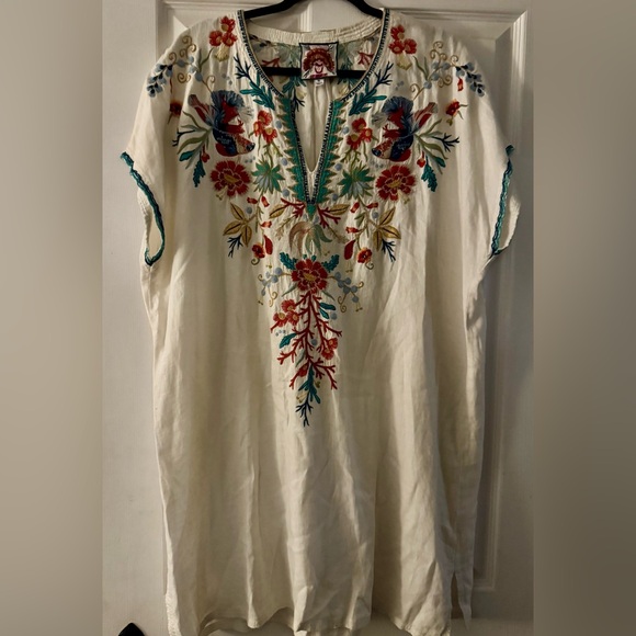 Johnny Was Tops - Johnny Was Los Angeles Linen Embroidered Bird Tunic XL Boho